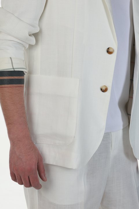 CASUAL LINEN SUIT (WHITE) view 2