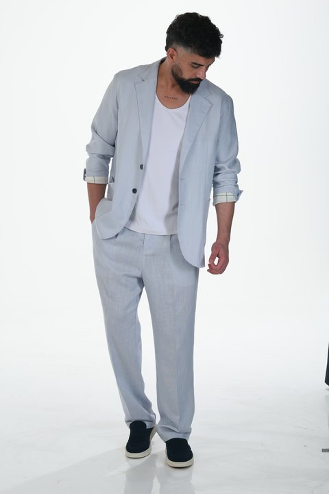 CASUAL LINEN SUIT (L .BLUE) view 5