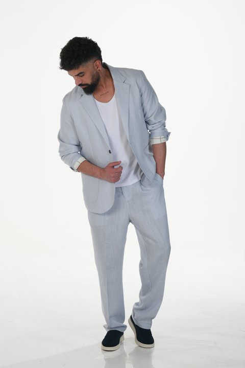 CASUAL LINEN SUIT (L .BLUE) view 6